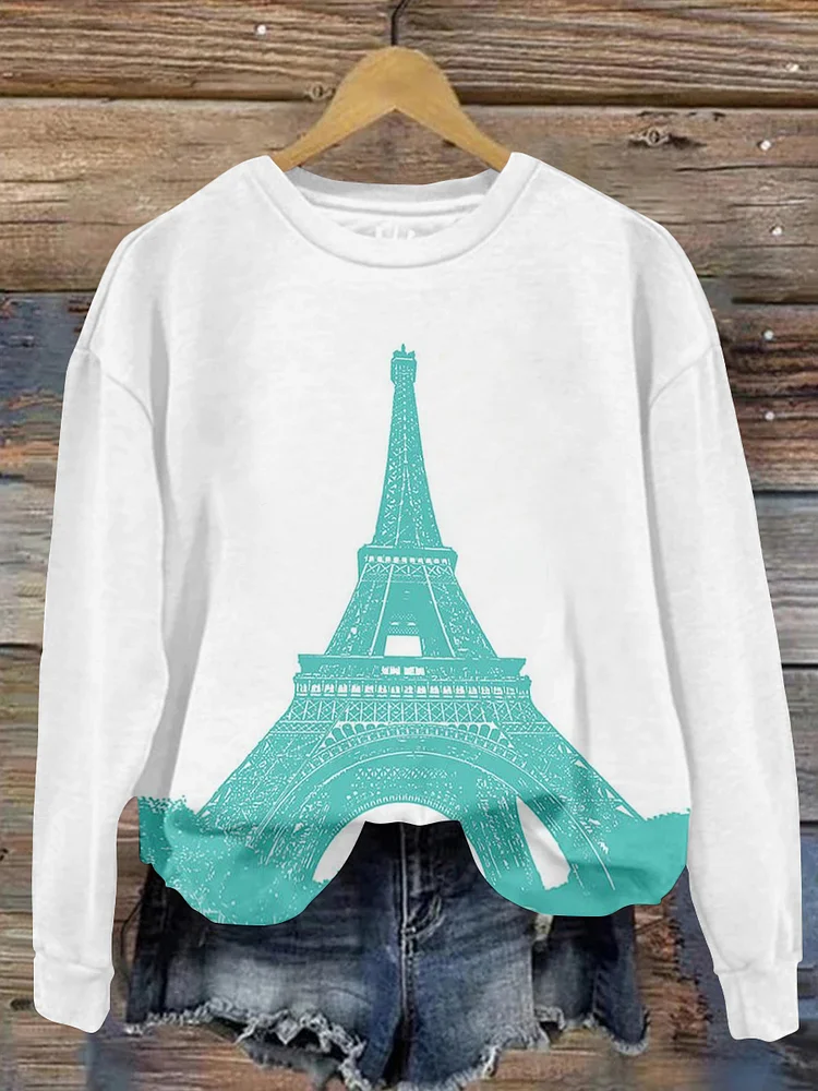White simple ornate tower print sweatshirt 103