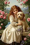 Luxury AB Velvet Diamond Painting Kit - Little Girl and Puppy
