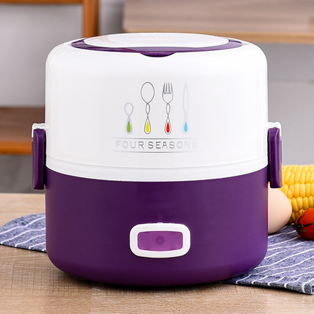 

Leak-proof Electric Rice Cooker Stainless Steel Steamer Heating Lunch Box, Purple, 501 Original