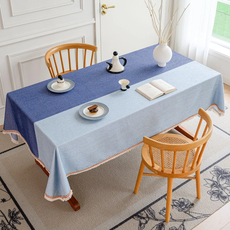 Minimalist Color Block Stripe Polyester Tablecloths