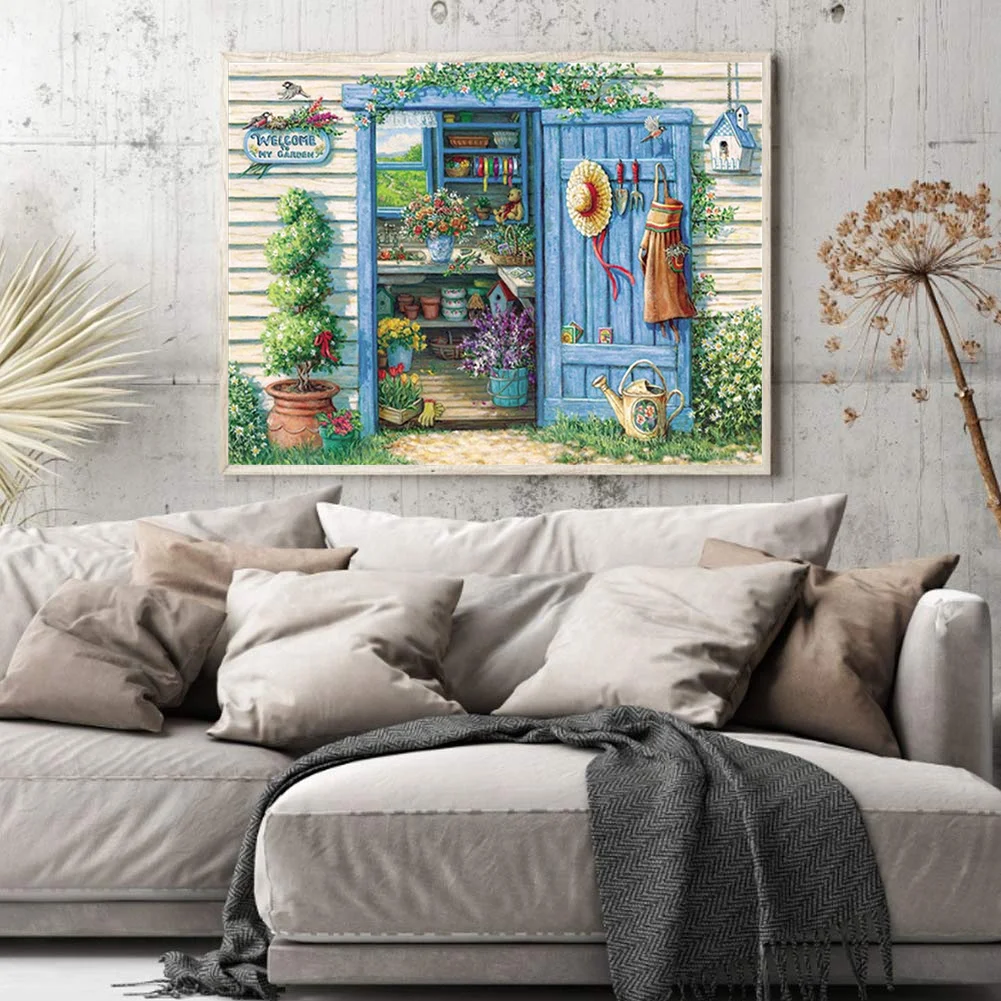 14CT Full Stamped Cross Stitch - Flower House(Canvas|40*50CM)