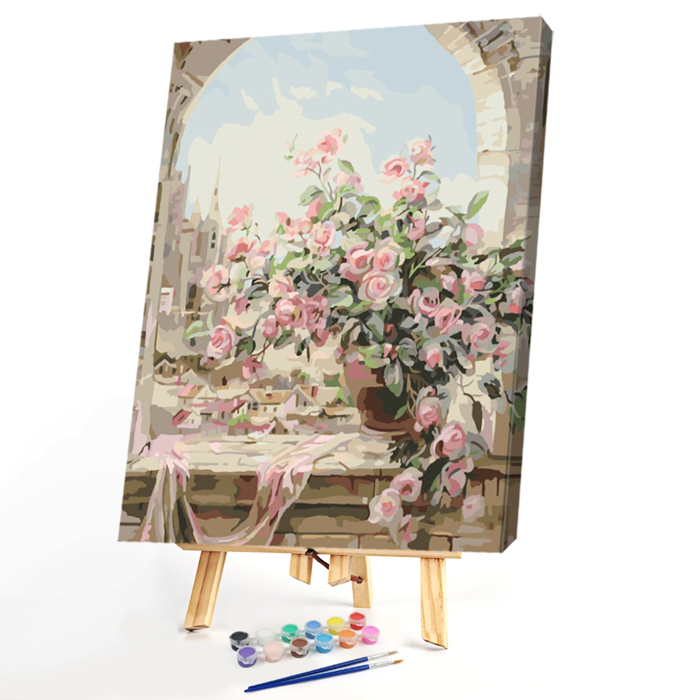 

40*50CM Paint By Numbers-Window Flowers, 501 Original