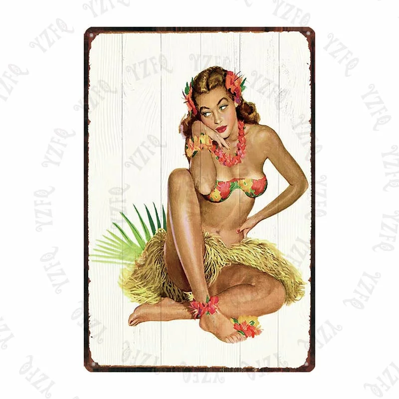 Athvotar Vintage Poster Surfing Beach Metal Sign Travel Souvenir Retro Wall Bar Art Home Cinema Decor Cuadros DU-5391A