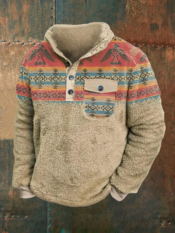 Men's retro western ethnic style plush top