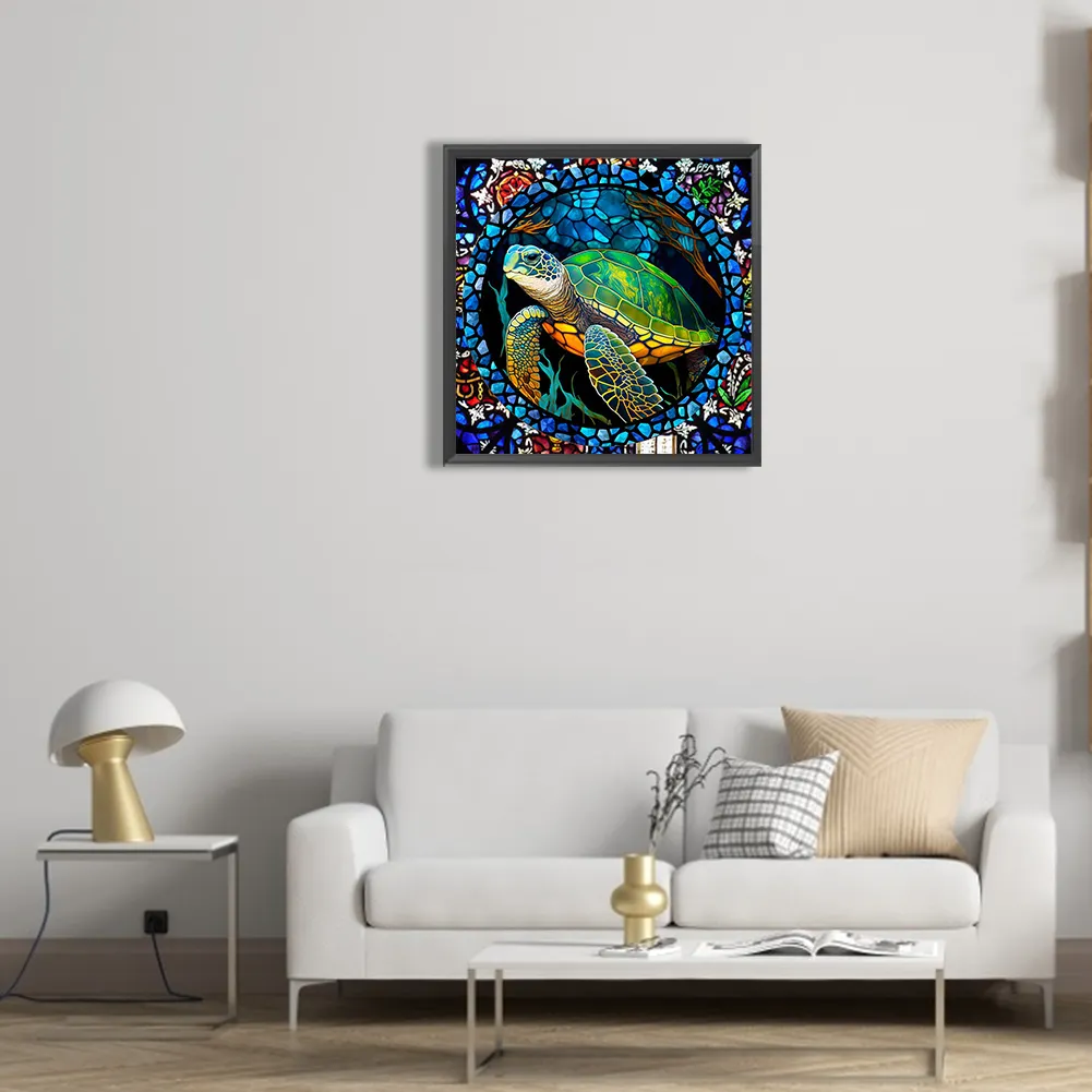 Diamond Painting - Full Round Drill - Stained Glass Turtle(30*30cm)