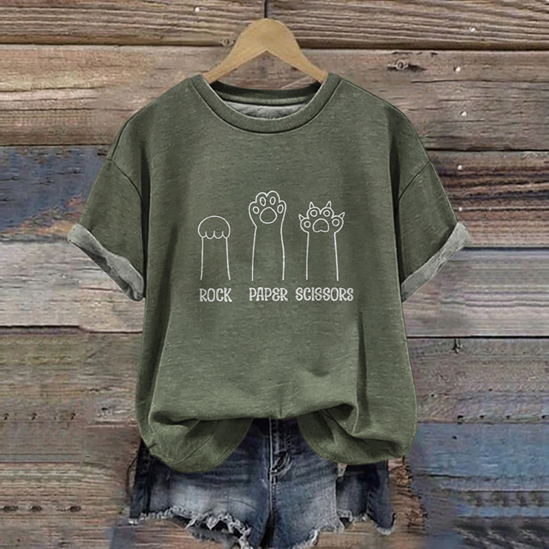 Comstylish Vintage Creative Cat's Paw Art Casual T-shirt