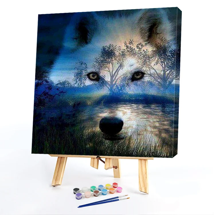 Oil Paint By Numbers - Wild Wolf - 40*40CM