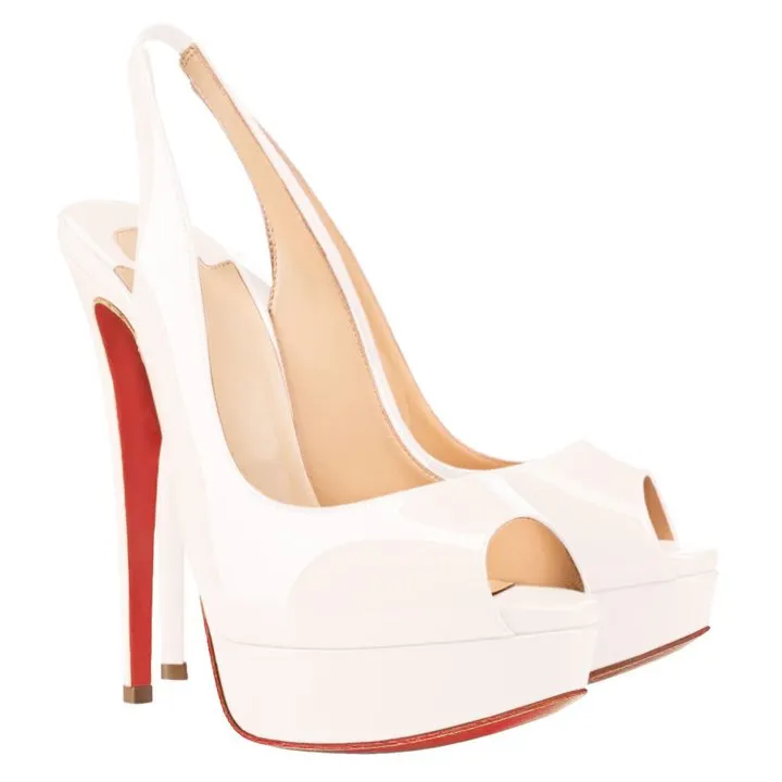 150mm Slingback Sandals Red Soles Platforms Sky High Party Patent Pumps-vocosishoes