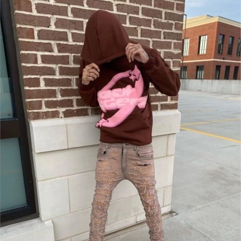 Men's Hip Hop Oversized Pullover Hoodie Sweatshirts-VESSFUL