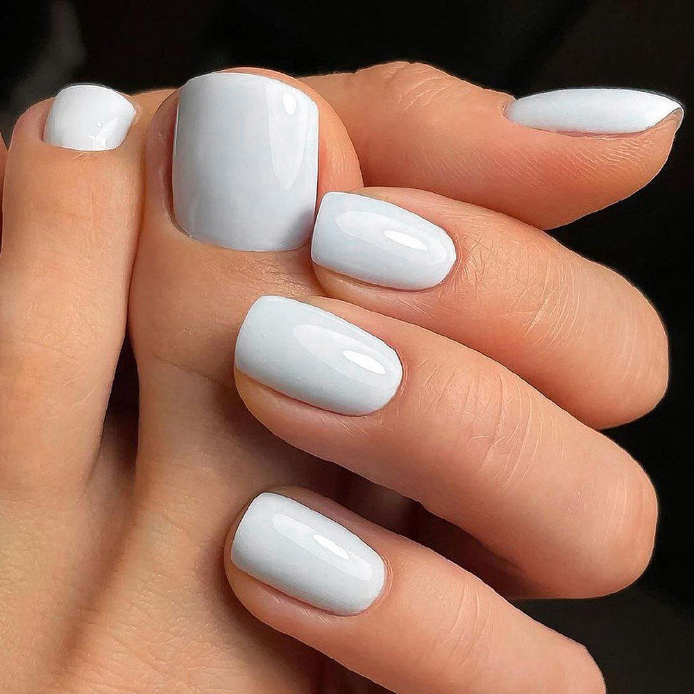 48pcs/set Y2K Style False Nails For Fingers & Toes, white French Style ,Sweet Press On Nails,For Women &Girl Daily Wear