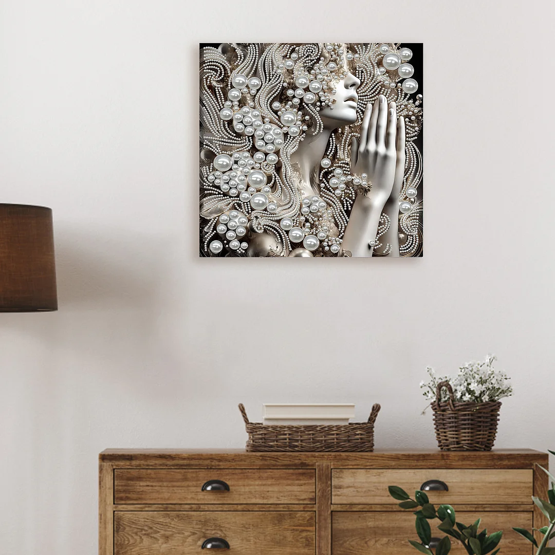 Pearl Praying Woman DIY Pearl Art Diamond Painting 30x30cm for Home Wall Decor