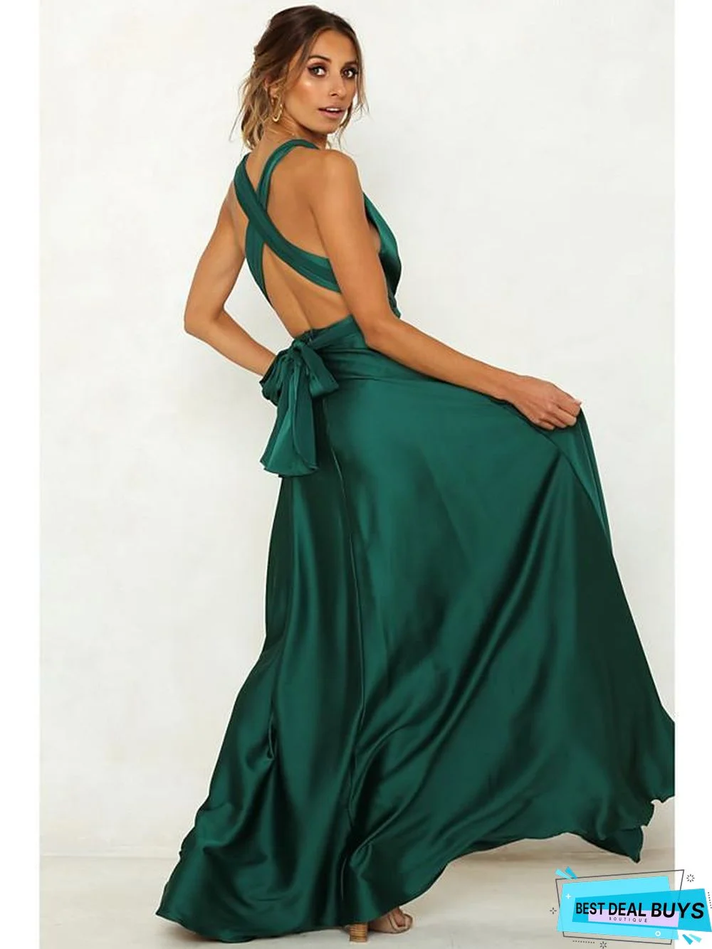 Women's Sheath Dress Maxi long Dress Sleeveless Solid Color Backless Summer Hot Sexy Blushing Pink Green