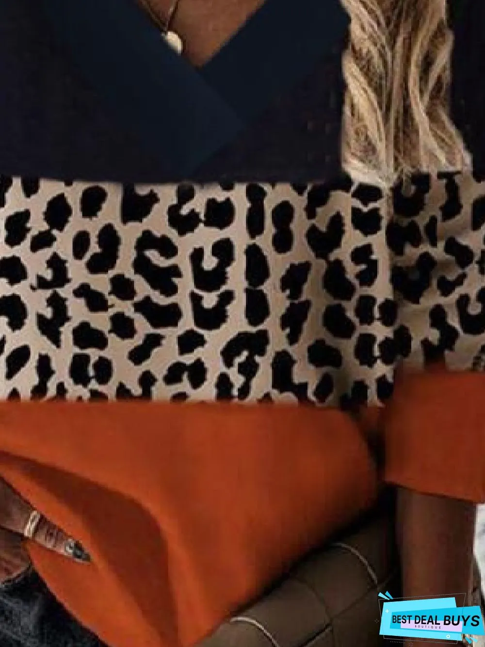 Loosen Cotton Blends V Neck Long Sleeve Casual Printed Tunic Top