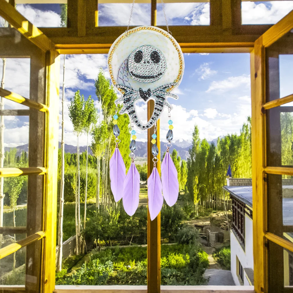 DIY Diamond Painting Dream Light Catcher Wind Chime - Skull