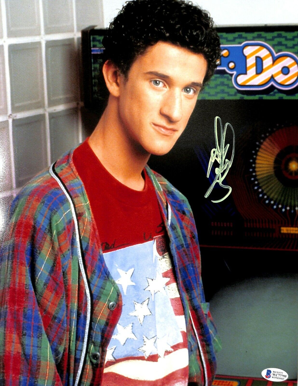 DUSTIN DIAMOND Signed SAVED BY THE BELL Screech 11x14 Photo Poster painting Beckett BAS Witness