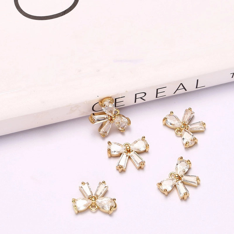 5 PCS/Package 15*25mm Metal Zircon Star Leaves Flower Jewelry Accessories Pendant