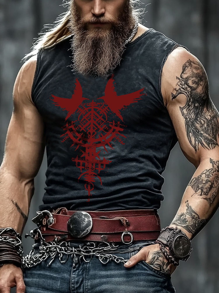 Viking Valhalla tattoo design rune print vest / Rvogue / Rvogue