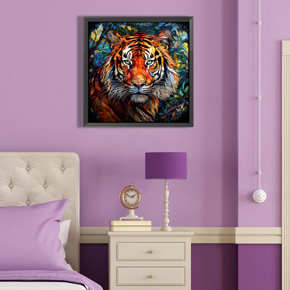 Diamond Painting - Full Round Drill - Stained Glass Tiger(Canvas|40*40cm)
