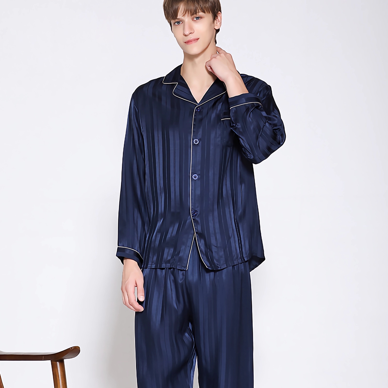 22 Momme Luxury Striped Men's Silk Pajamas REAL SILK LIFE