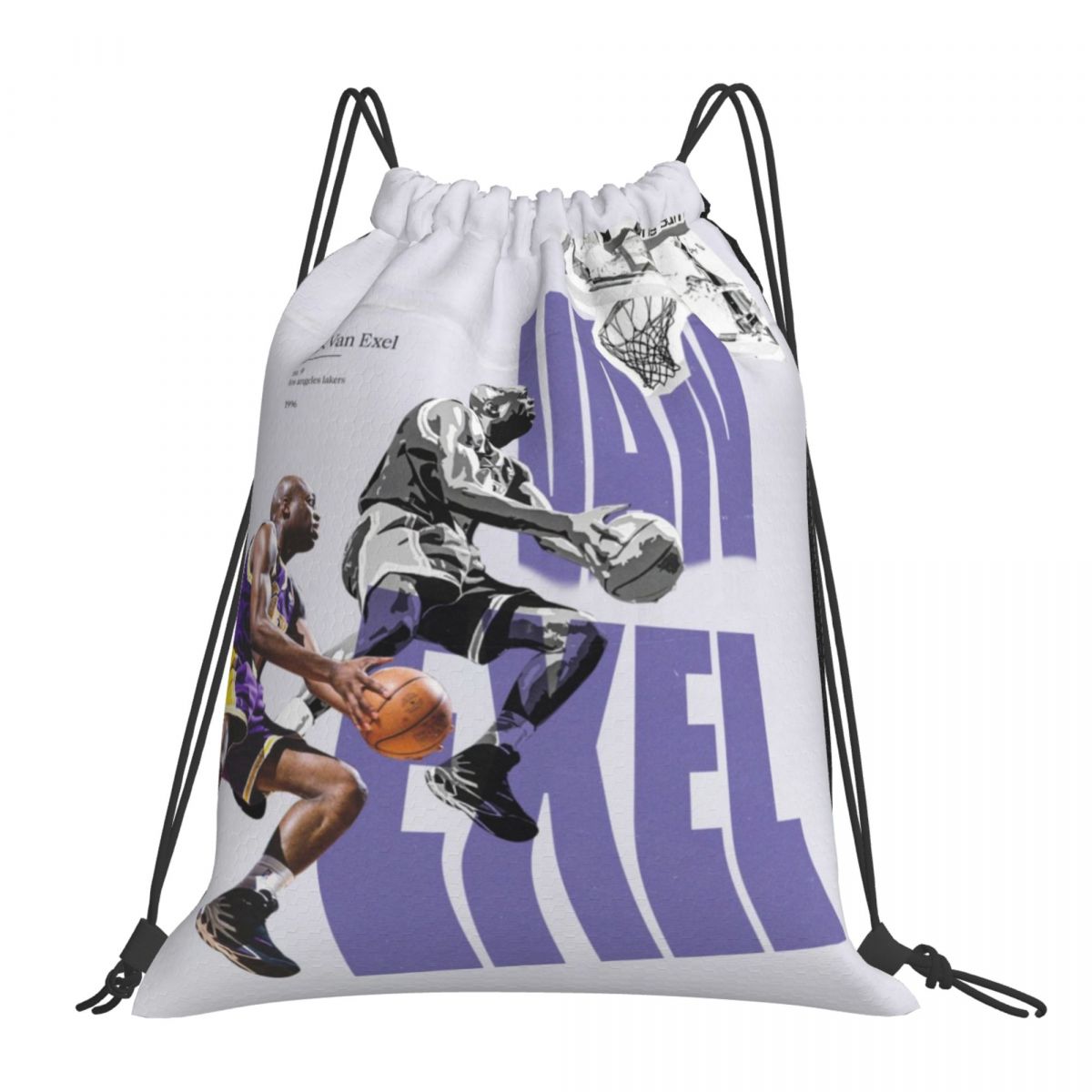 Los Angeles Lakers Nick Van Exel Unisex Drawstring Backpack Bag Travel Sackpack