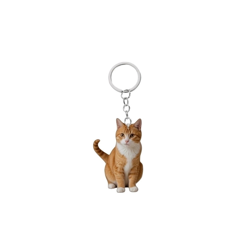 Cute Cat Arylic Unisex Bag Pendant Keychain