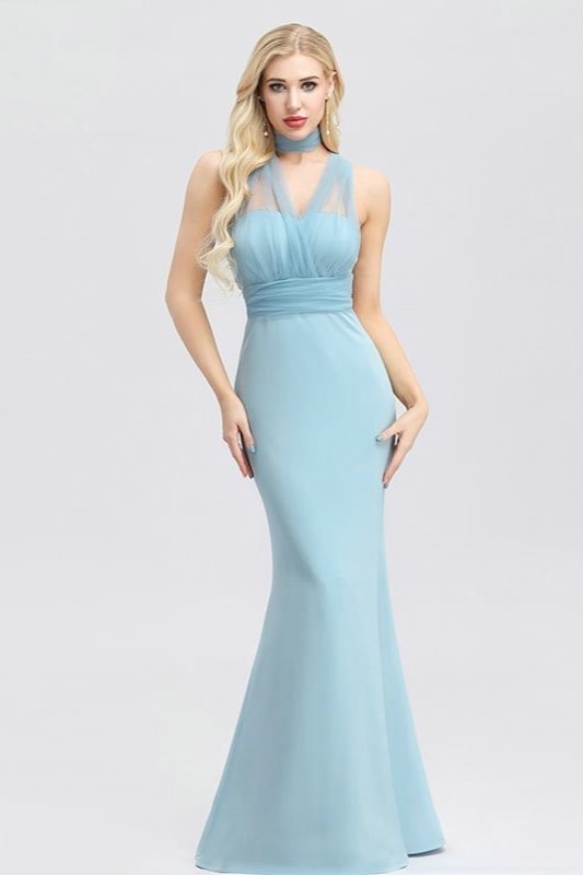 Convertible Sky Blue Mermaid Prom Dress Long Evening Party Gowns Online - lulusllly