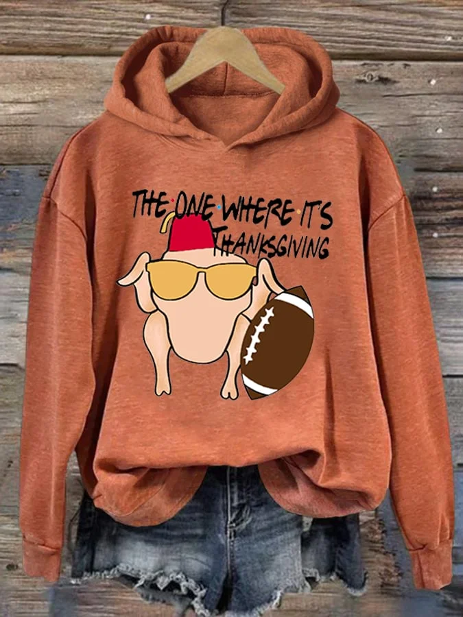 Women's The One Where It's Thanksgiving Printed Long Sleeve Sweatshirt socialshop