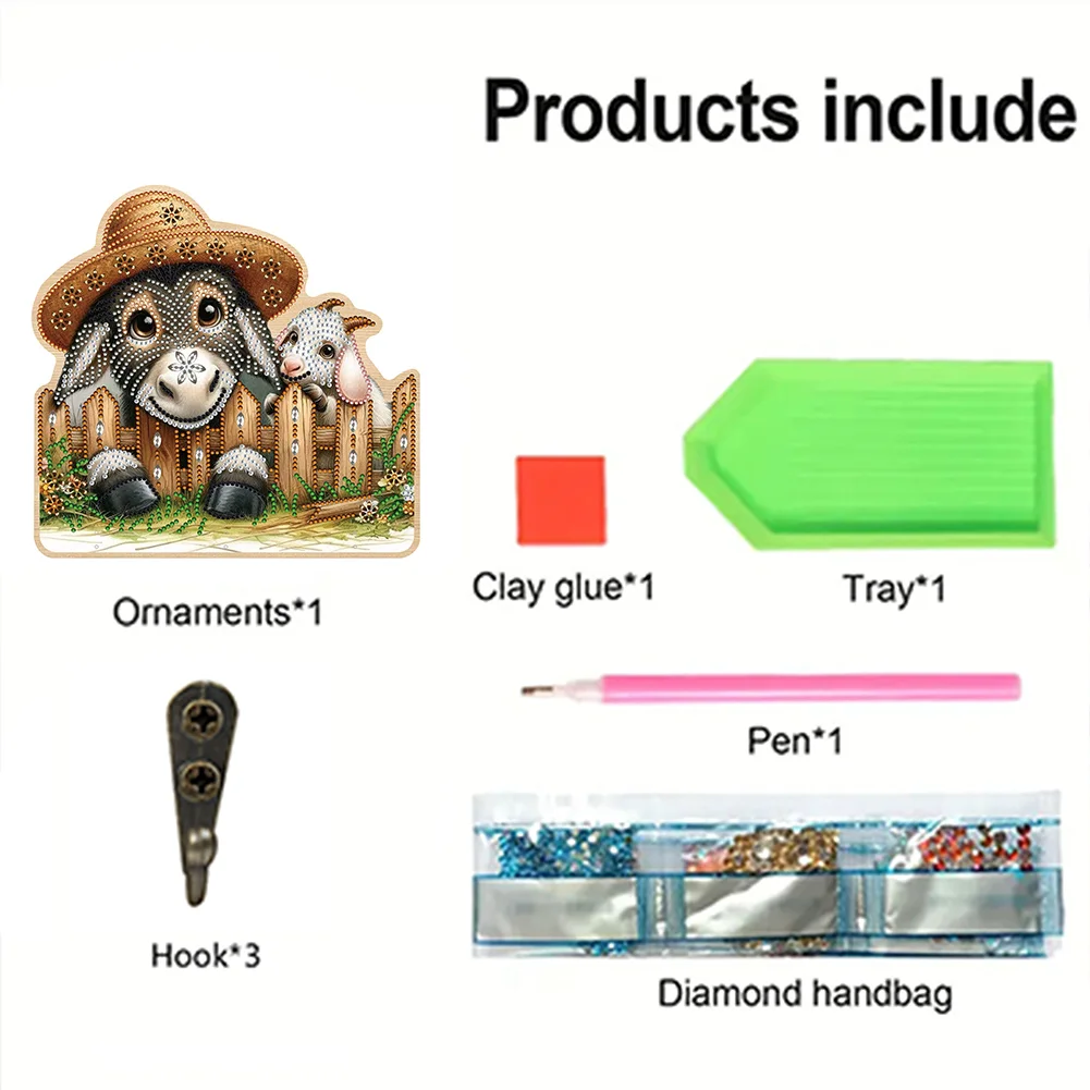 DIY Donkey 3 Hooks Diamond Painting Pet Hook Rail Diamond Art Hanging Hooks