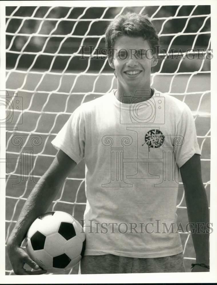 Press Photo Poster painting Steve Amedio, Soccer Player of Bishop Cunningham - sya31304