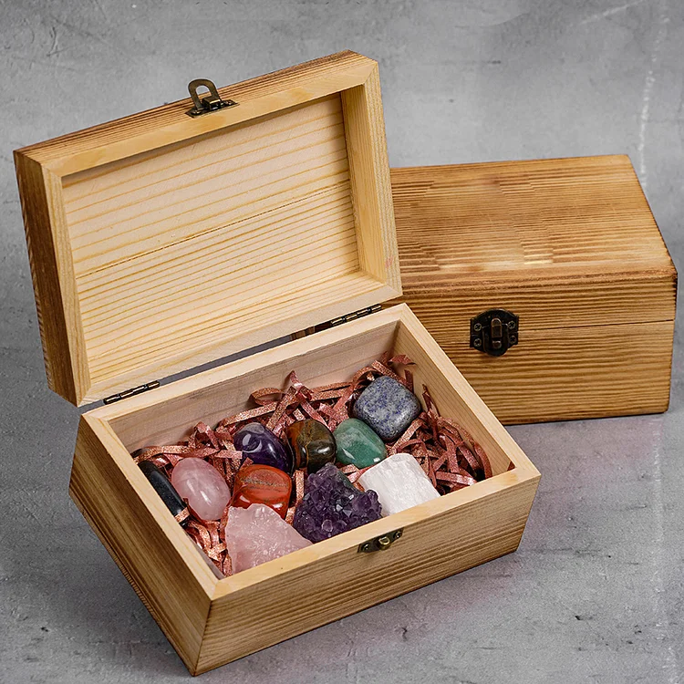 Olivenorma 11 Types Of Natural Stone Wooden Boxes Crystal Set