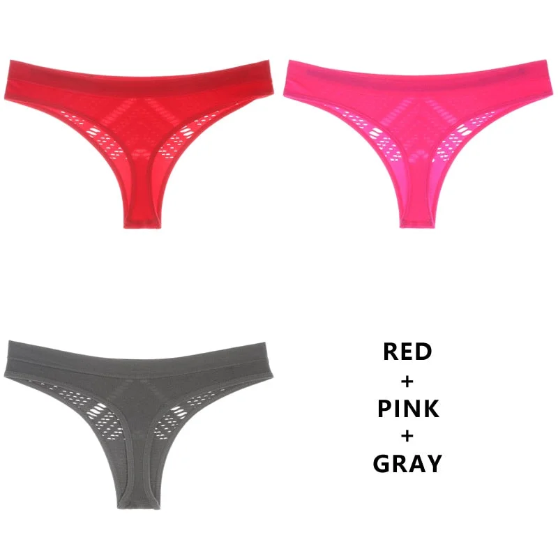 Meet'r 3Pcs/Lot Hollow Out Lingerie Europe Seamless Sexy Panties Women Temptation Underwear Mid-waist G String Drop Shipping