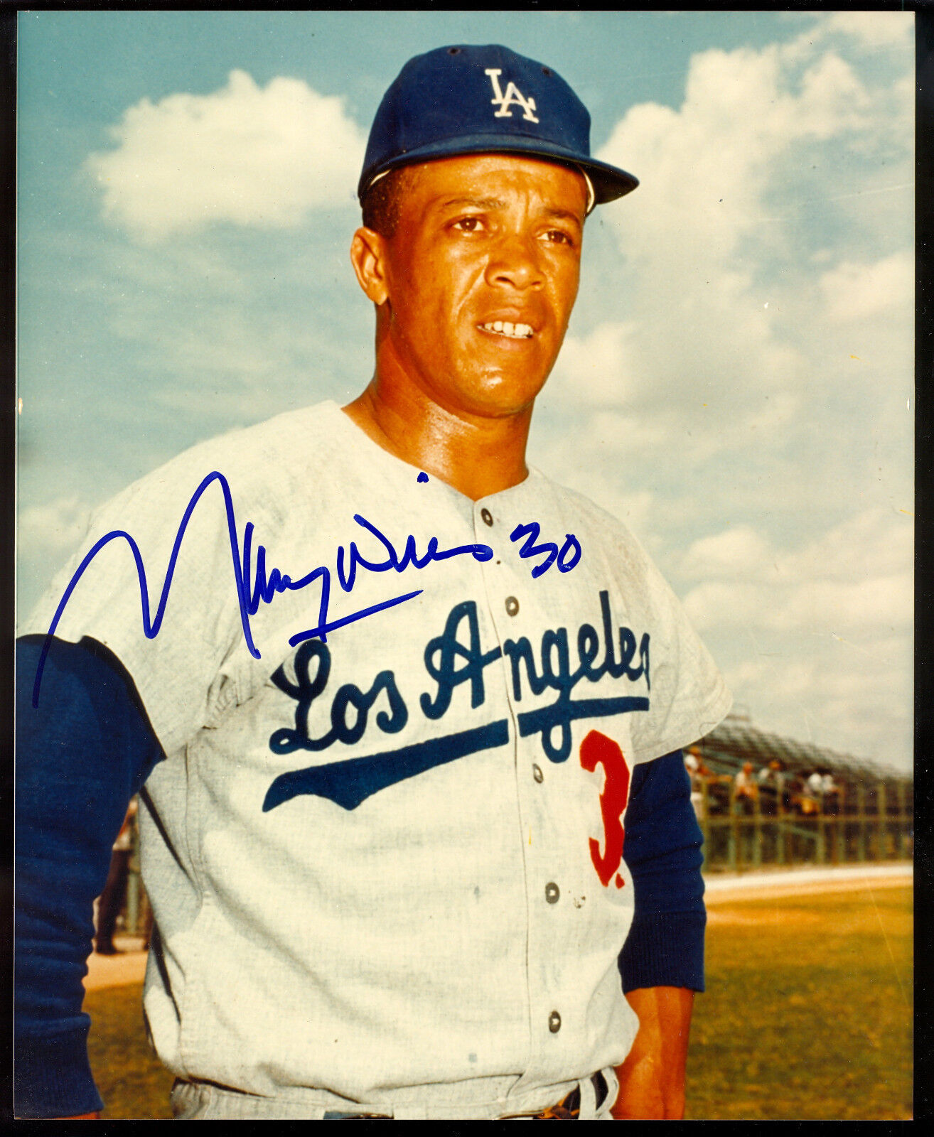 MAURY WILLS SIGNED AUTO AUTOGRAPH ON 8x10 Photo Poster painting L A LOS ANGELES DODGERS