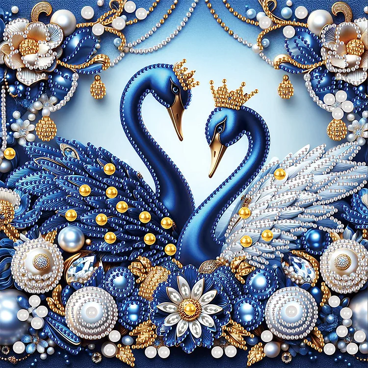 Jeweled Swans 30*30cm (Canvas) Special Shaped Drill Diamond Painting gbfke