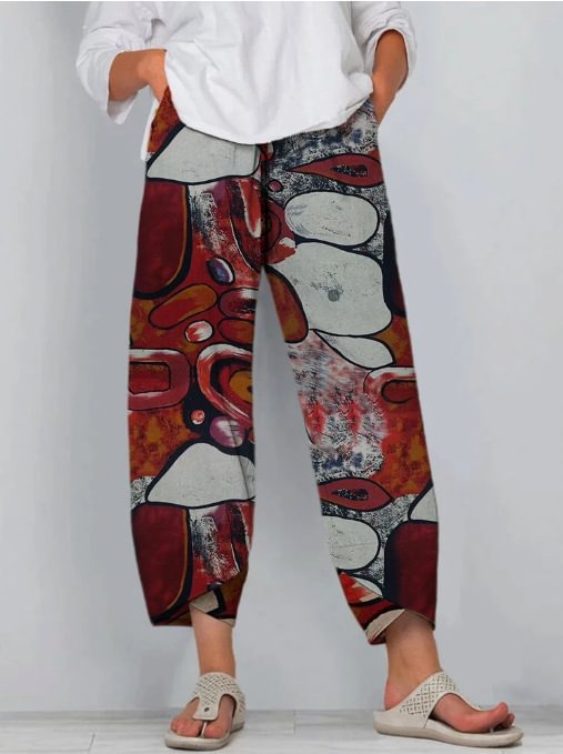 printed linen pants
