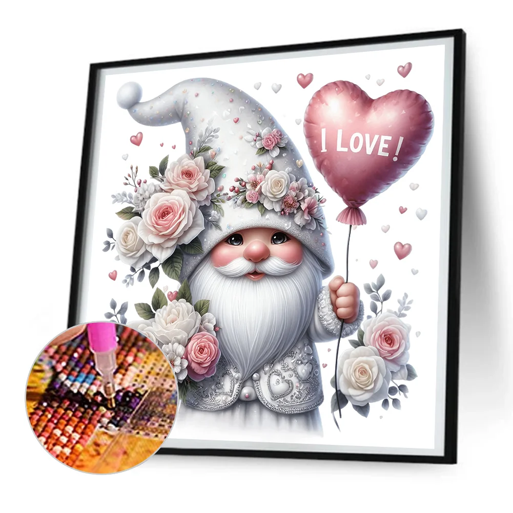 Diamond Painting - Full Round Drill - Valentines Day Gnome(Canvas|30*30cm)