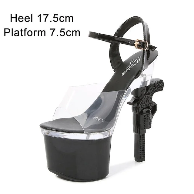 Shoes Platform Sandals Super High Heels Transparent Heels Sexy Stripper
