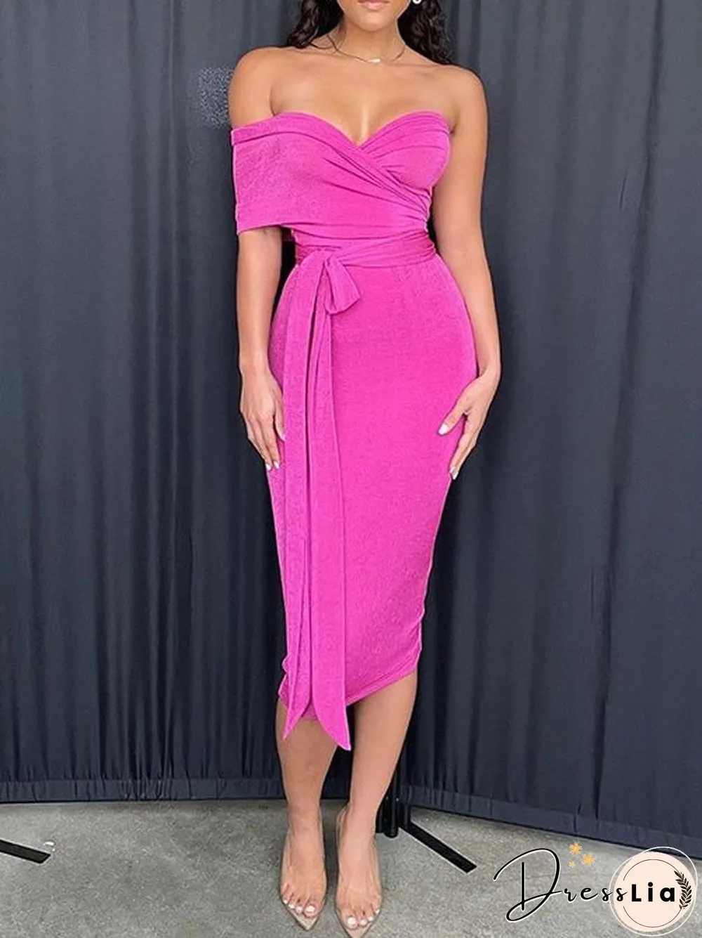 Women'S Dresses Chest Wrap Belted Sleeveless Slim Dress