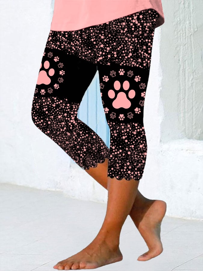 Women's Dog Paw Print Wave Leggings