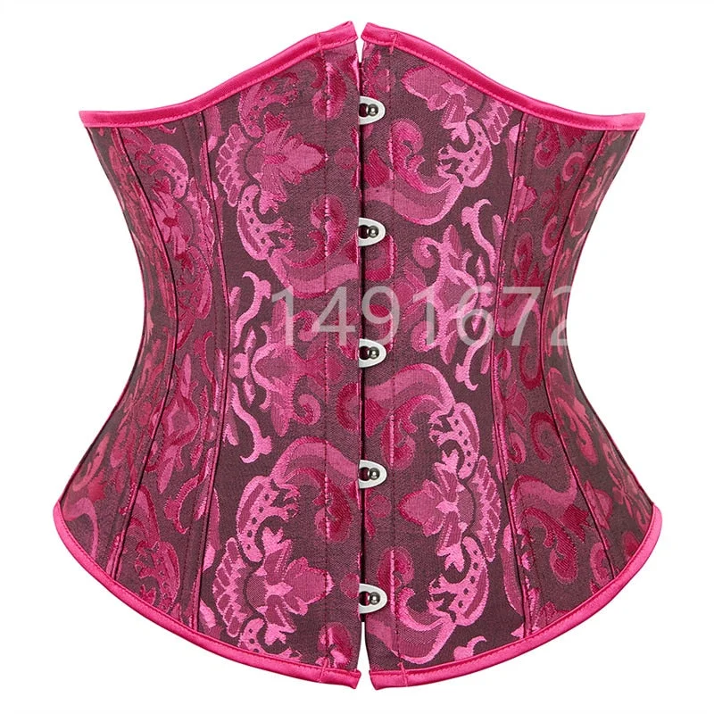 Corset Underbust Top Body Shaper for Wome Waist Cincher Sexy Gothic Plus Size Corpete Corselet Fashion Black White Red Blue Rose