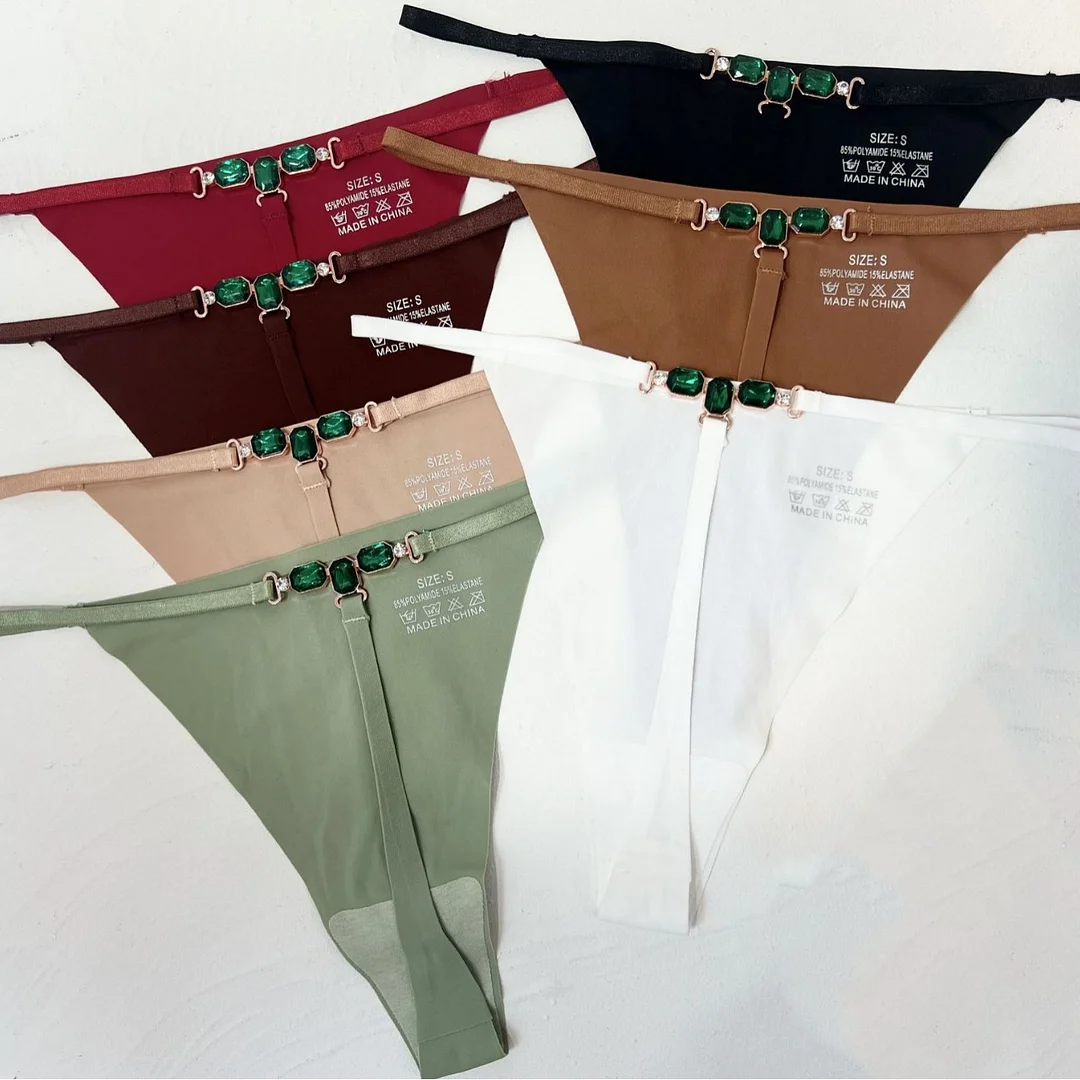 Athvotar Athvotar Ice Silk Scarless Lady Thong Diamond With Female Thong Trousers T-Pants Large Thong Trousers