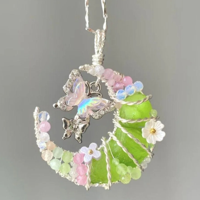 Gemstone Celestial Moon Necklace