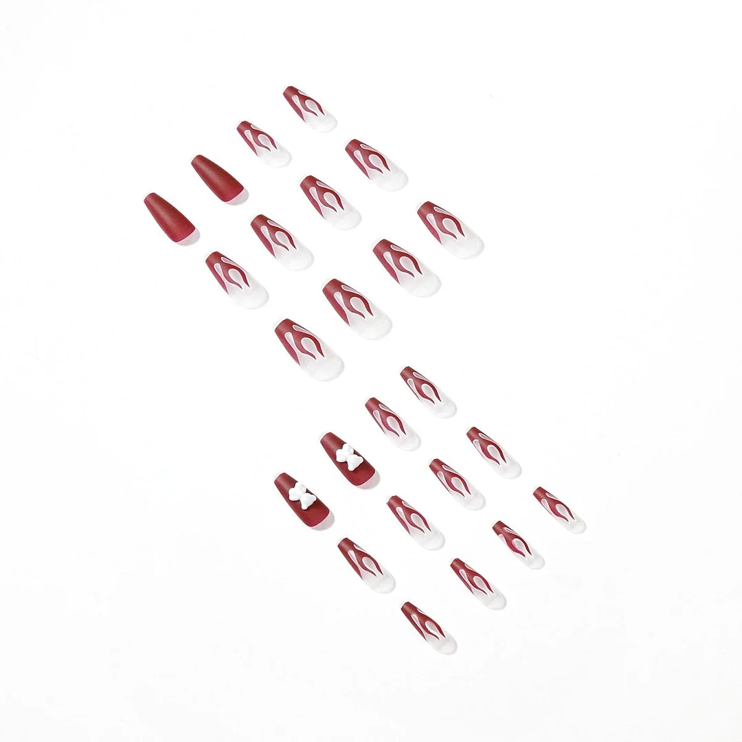 Fake Nails Red Flame Small Bear Full Cover Fake Nails DIY Glue Press On Nails Nail Supplies For Professionals-Nail Inspo