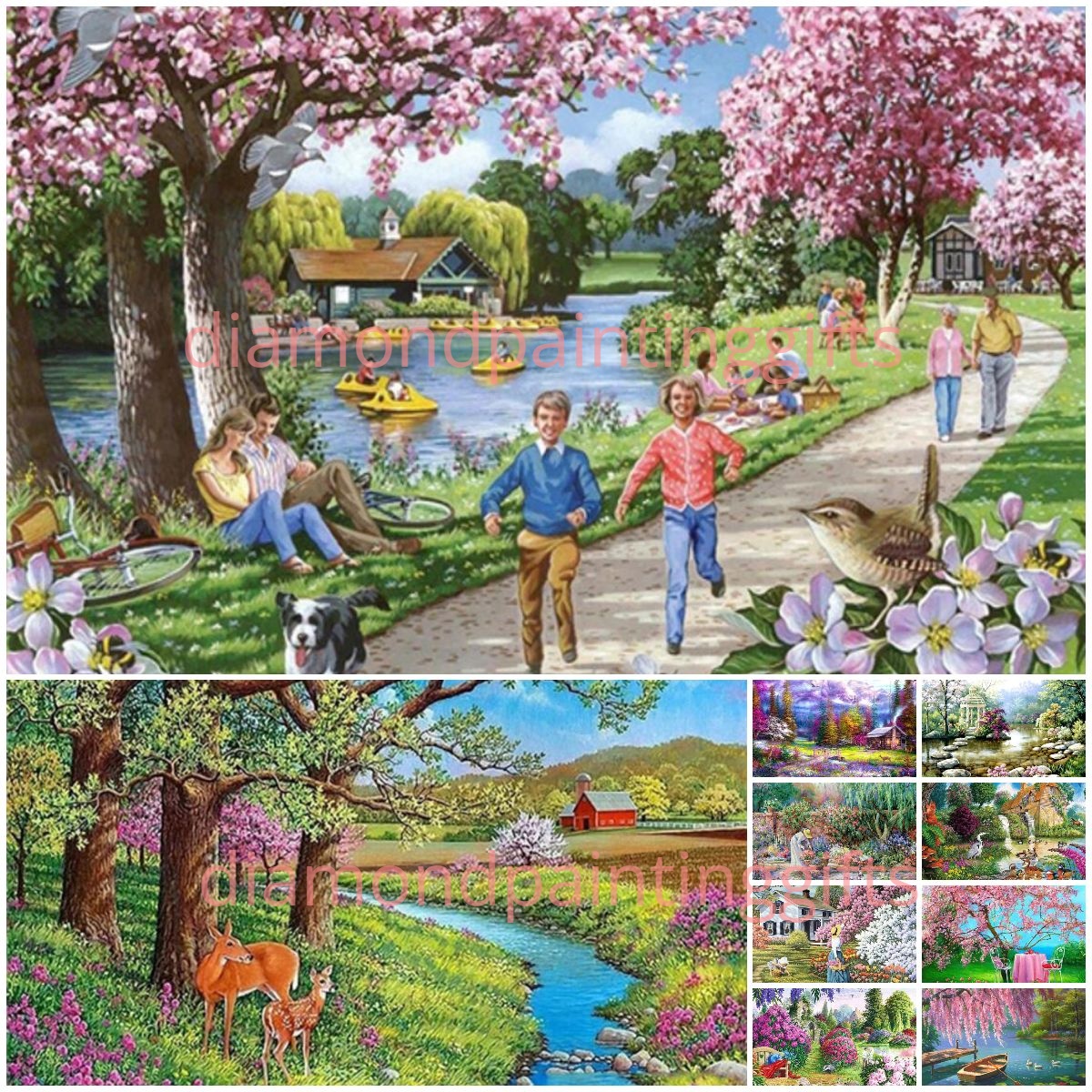 Diamondpaintinggifts Full Drill Diamond Painting Village Life