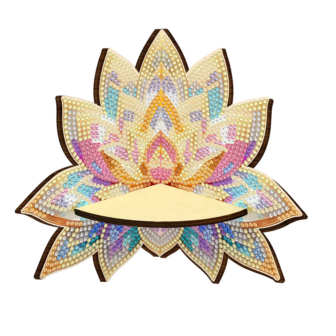 Lotus 5D DIY Diamond Painting Art Corner Shelf for Kitchen Bedroom Home Decor