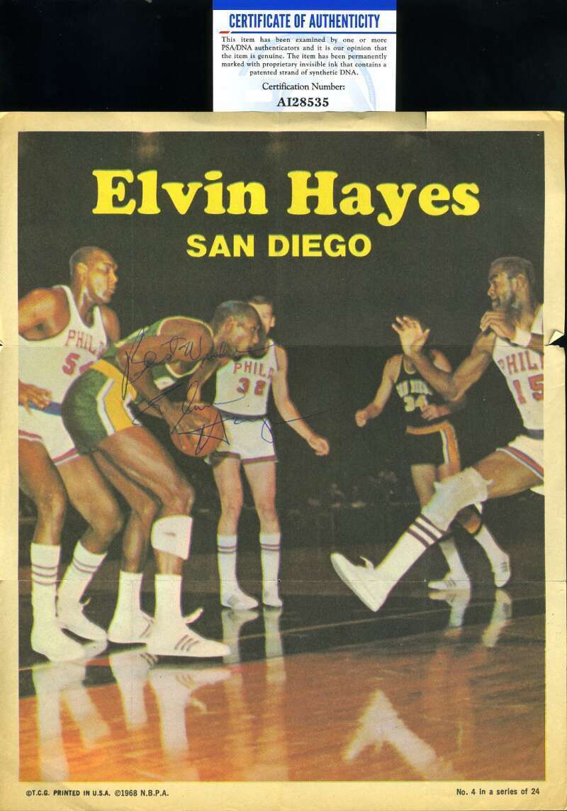 Elvin Hayes PSA DNA Coa Hand Signed 1970 Topps Basketball 8x10 Poster Autograph