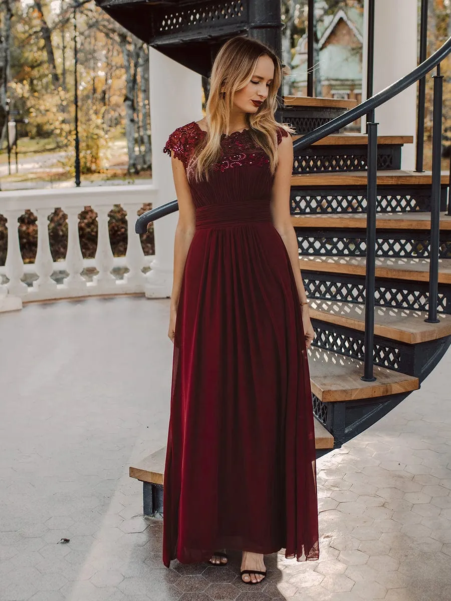Sophisticated Lace Detail Evening Gown