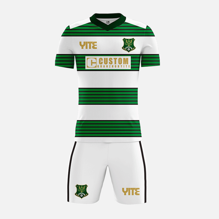 YITE | YTZQ052-White And Green Soccer Uniforms