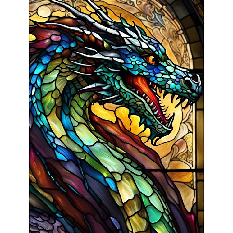 Stained Glass Dragon - Round Drill Diamond Painting - 30*30CM