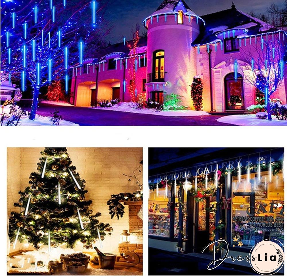 8PCS/1SET 30CM/50CM Waterproof LED Meteor Shower Rain Lights Falling String Lights for Outdoor Home Garden Wedding Party Holiday Christmas Lights