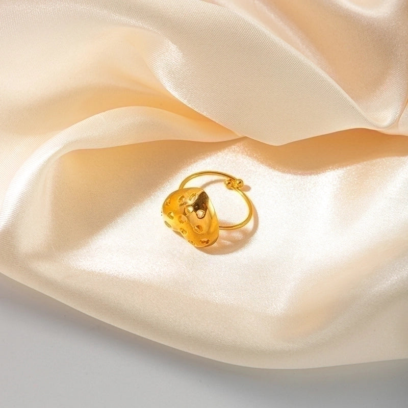 304 Stainless Steel Gold Plated Minimalist Classic Style Plating Solid Color Lingge Rings